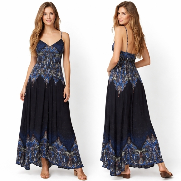 Free People Dresses & Skirts - FREE PEOPLE Be My Baby Maxi Dress Womens Small Blue Boho As Seen On Full House